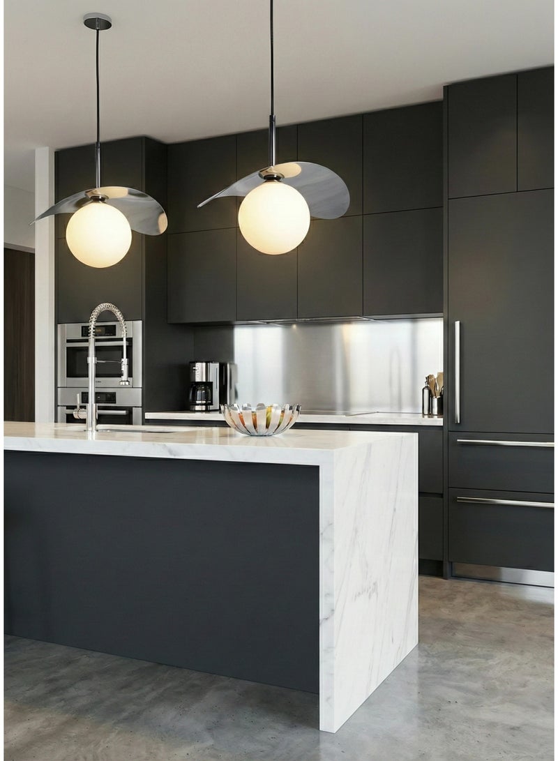 SPOLUX Modern Lighting, Single pendent, Light, Minimal modern Pendent, Chrome Color, 27x22x100 cm, Suitable for bedroom and living room, Bedside light - Image 3